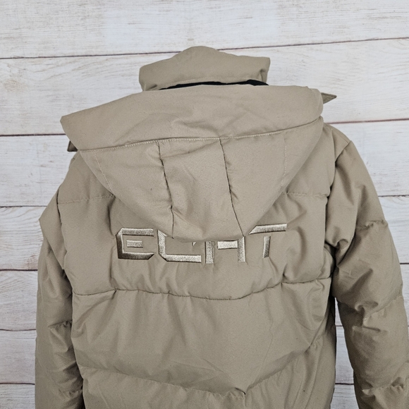 Echt Essentia Tan Puffer Full Zip Hooded Down Jacket Small - Picture 6 of 13